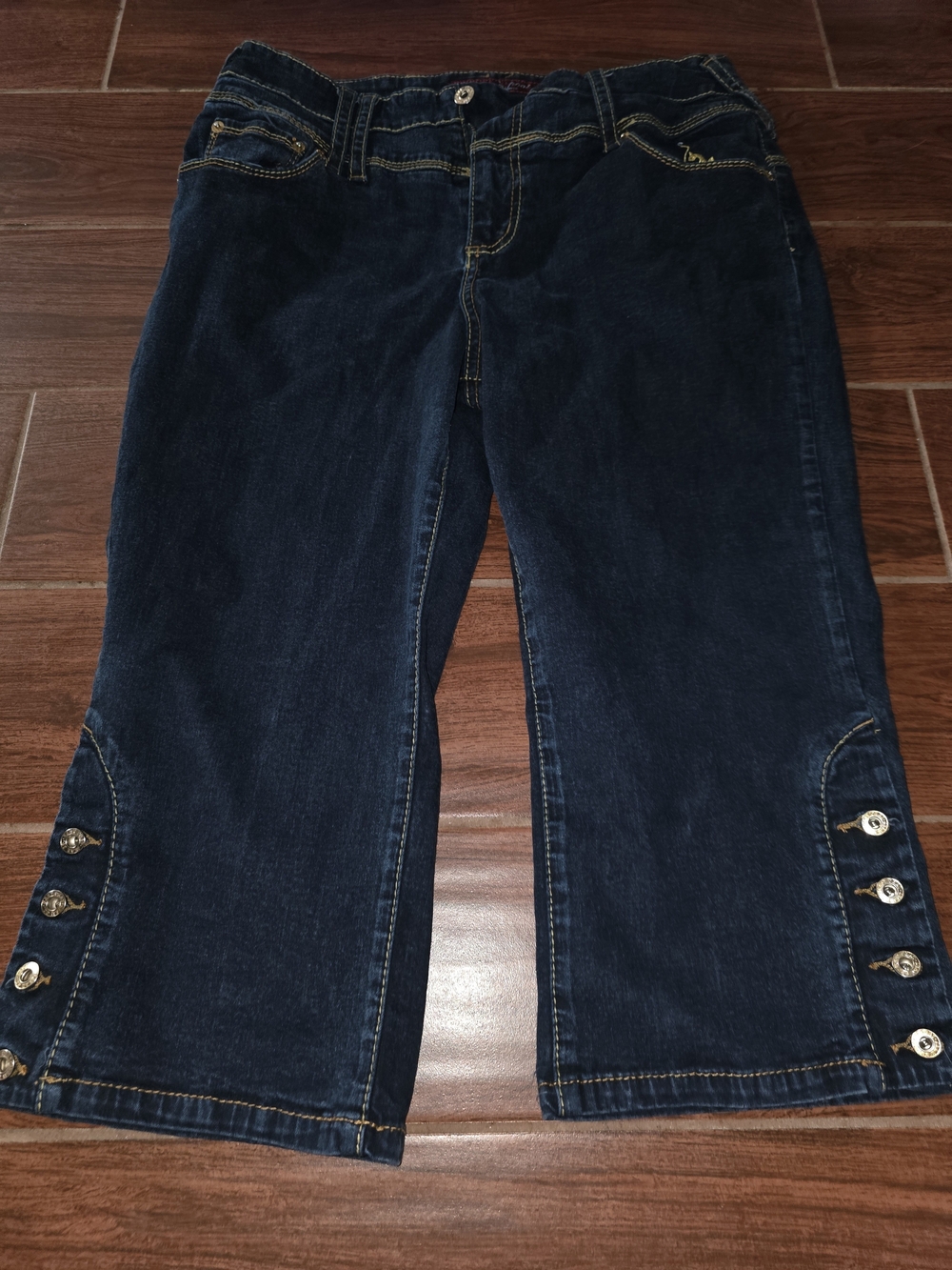Baby Phat Dark Blue Bootcut Capris with Button Trim